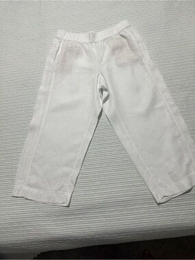 J. Jill White Cropped Pull-On Linen Pants